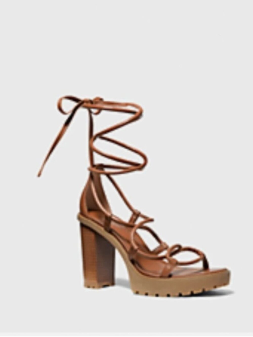 Michael Kors Vero Platform Sandals – Saddle Leather Lace-Up Heels – JLo Style